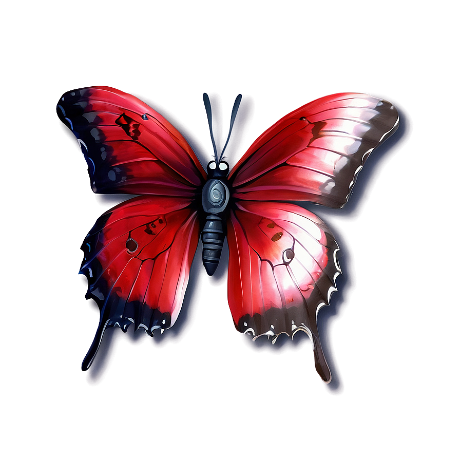 Red Butterfly With Shadows Png Umk PNG Image