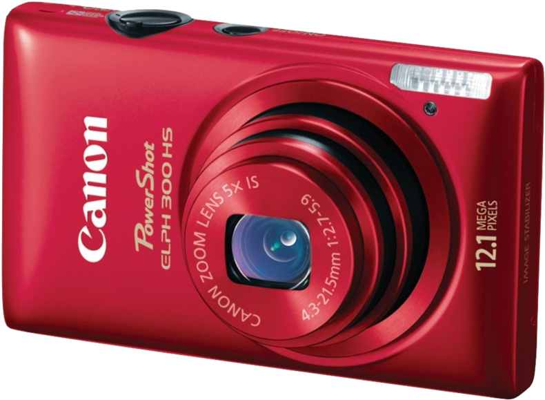 Red Canon Power Shot E L P H300 H S Camera PNG Image