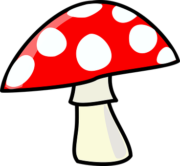 Red Capped Mushroom Cartoon PNG Image