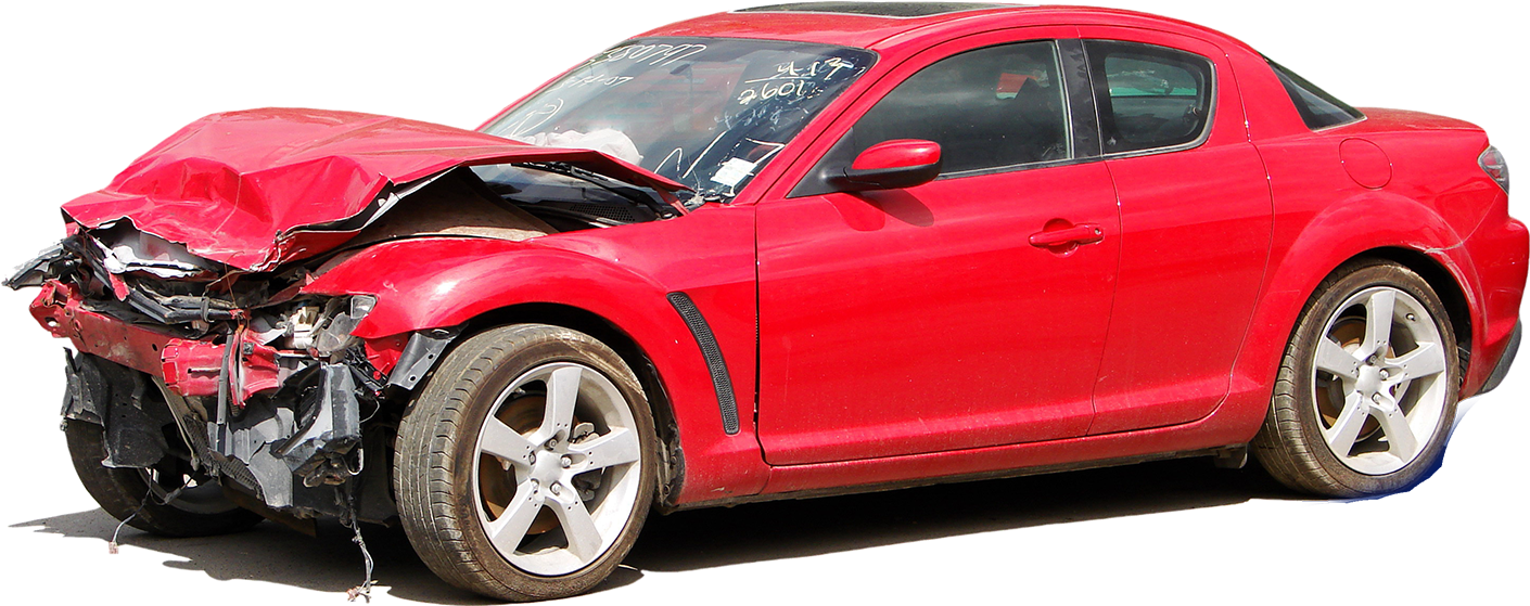 Red Car Severe Front End Damage.png PNG Image