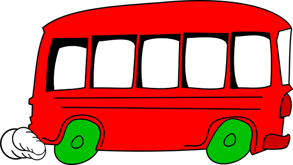 Red Cartoon Bus Graphic PNG Image