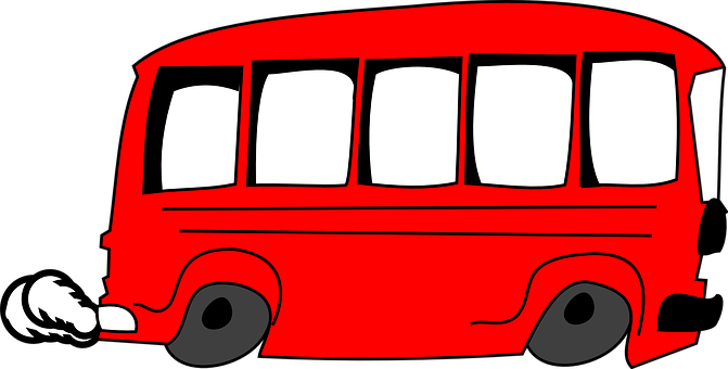 Red Cartoon Bus Graphic PNG Image