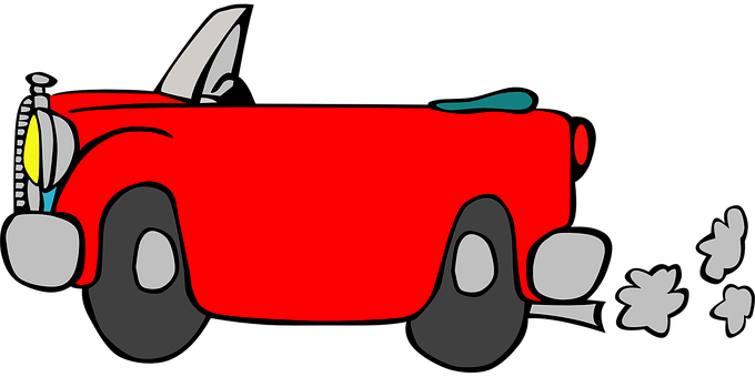 Red Cartoon Car Side View PNG Image