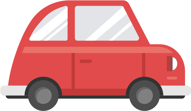 Red Cartoon Car Side View PNG Image