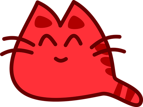 Red Cartoon Cat Smiling PNG Image