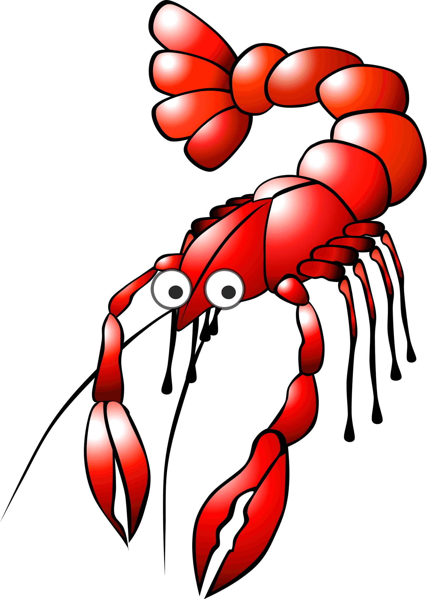 Red Cartoon Crayfish Illustration PNG Image