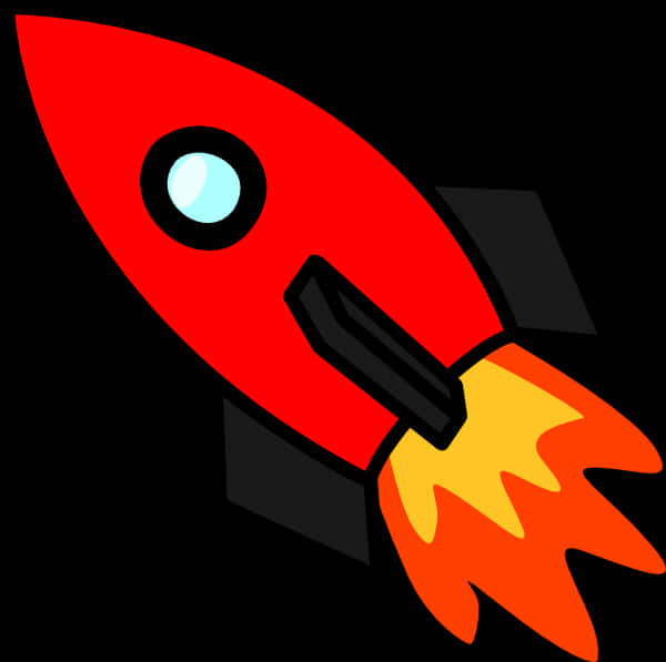 Red Cartoon Rocket Clipart PNG Image