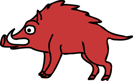 Red Cartoon Wild Boar PNG Image