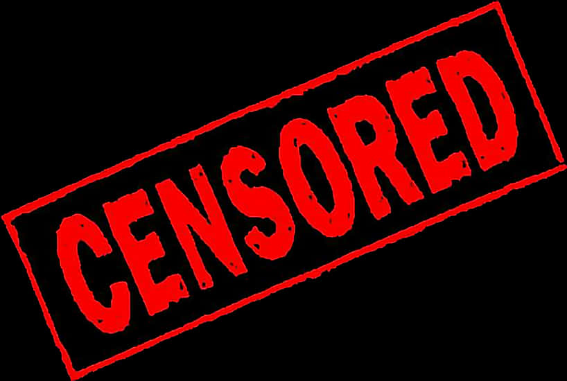 Red Censored Stampon Black Background PNG Image