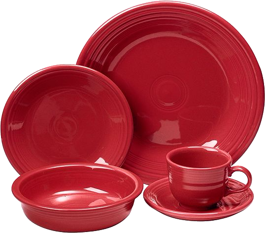 Red Ceramic Dinnerware Set PNG Image