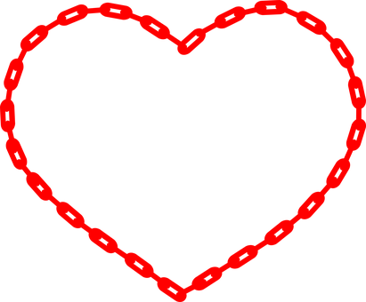 Red Chain Heart Outline PNG Image