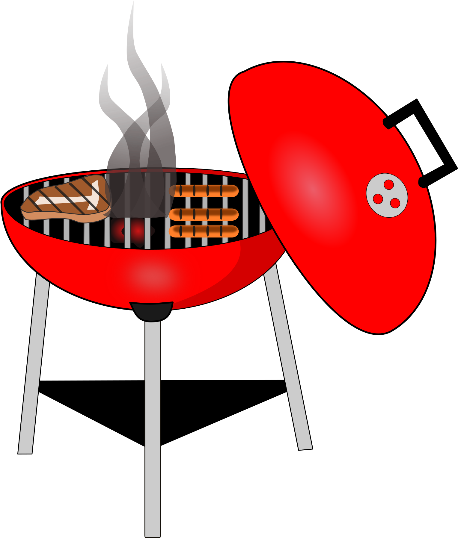 Red Charcoal Grill Cartoon PNG Image