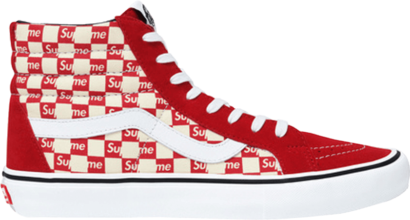 Red Checkered High Top Sneaker PNG Image