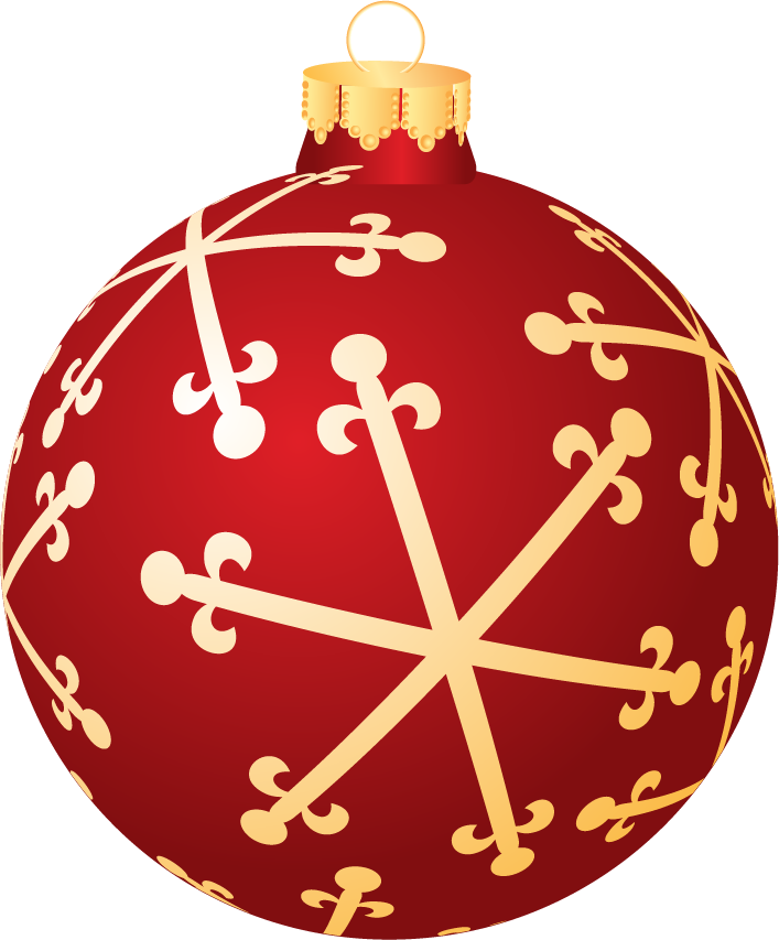 Red Christmas Ballwith Golden Decorations.png PNG Image