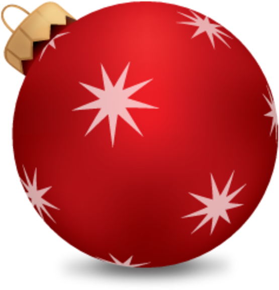 Red Christmas Ballwith Stars PNG Image