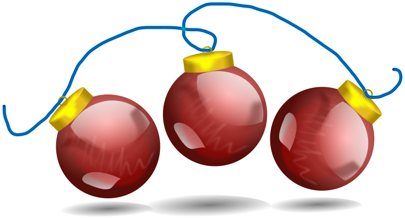 Red Christmas Ornaments Black Background PNG Image