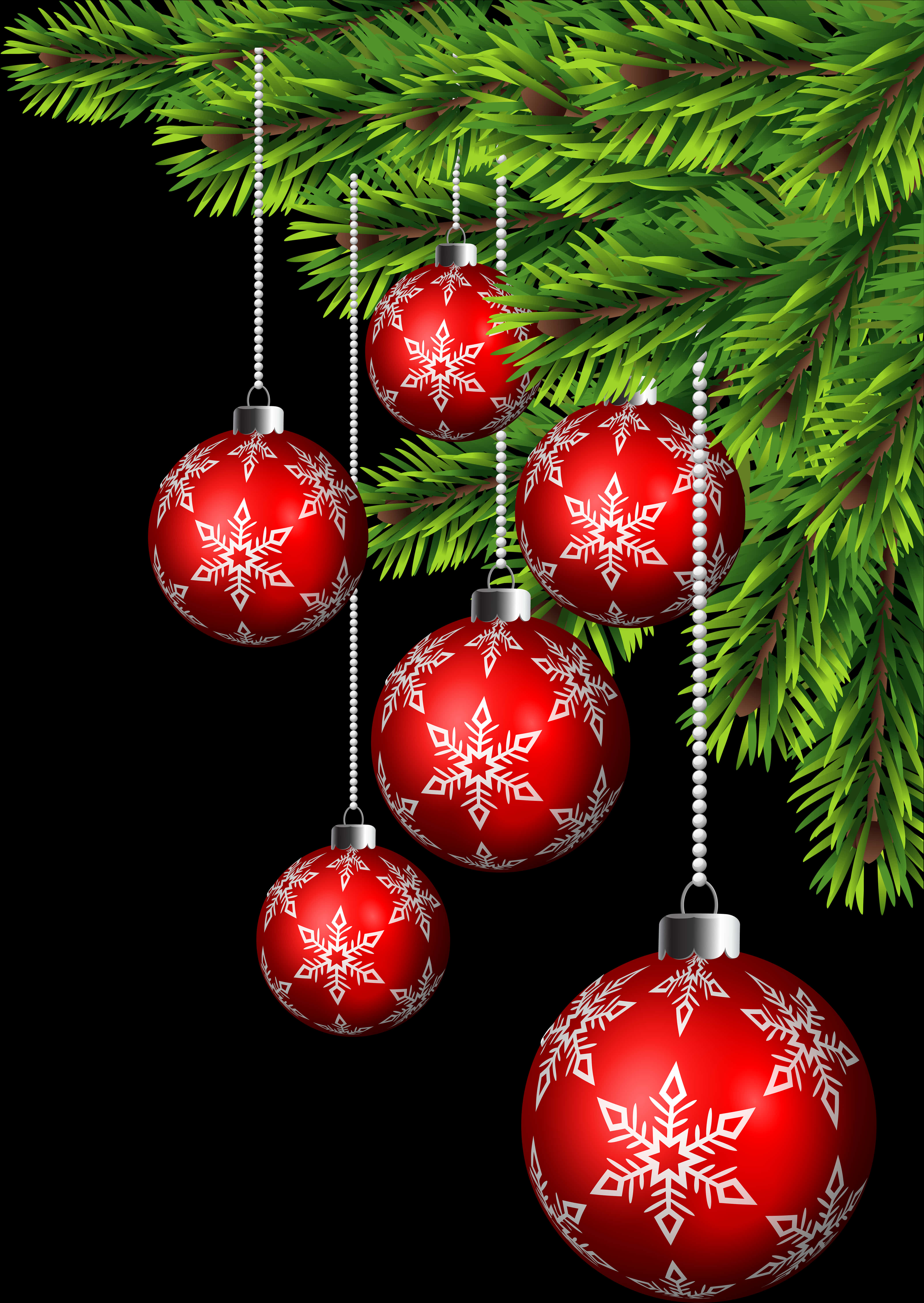 Red Christmas Ornaments Hanging PNG Image