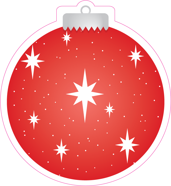 Red Christmas Ornamentwith Star Outlines PNG Image