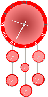 Red Clock Hierarchy Illustration PNG Image