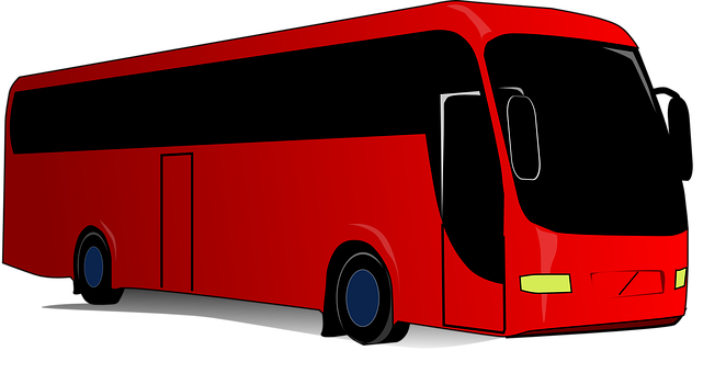 Red Coach Bus Side View PNG Image