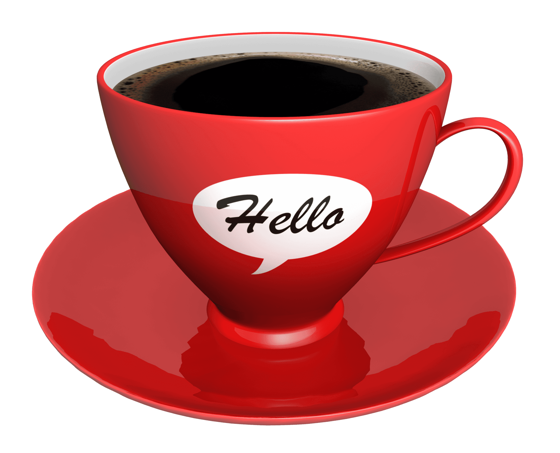 Red Coffee Cup Greeting PNG Image