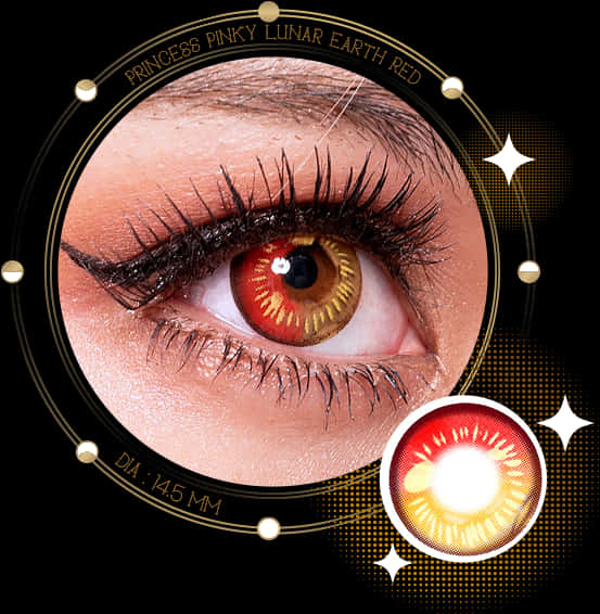 Red Contact Lens Eye Closeup PNG Image