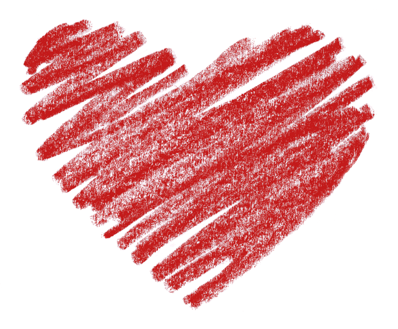 Red Crayon Heart Drawing PNG Image