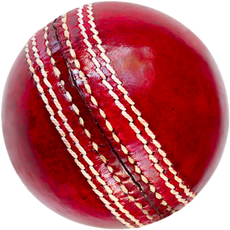 Red Cricket Ball Closeup PNG Image