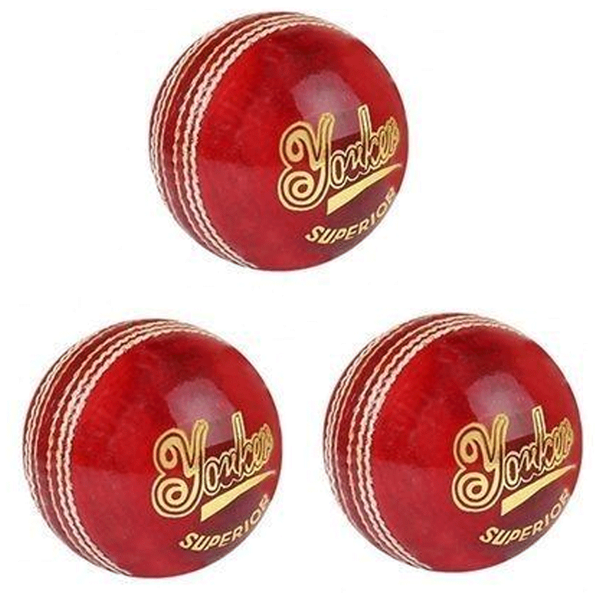 Red Cricket Balls Triple Display PNG Image