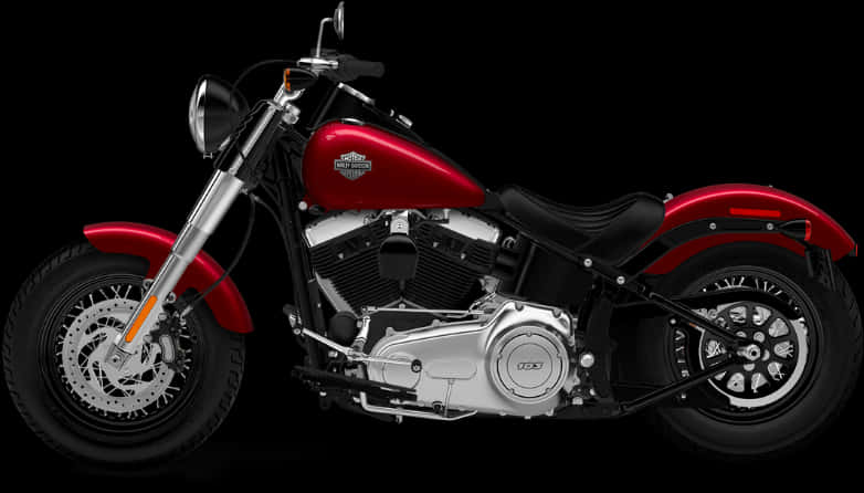 Red Cruiser Motorcycle Black Background PNG Image