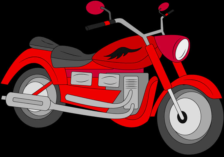 Red Cruiser Motorcycle Illustration PNG Image