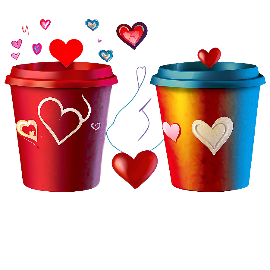 Red Cup With Hearts Png Vfi PNG Image