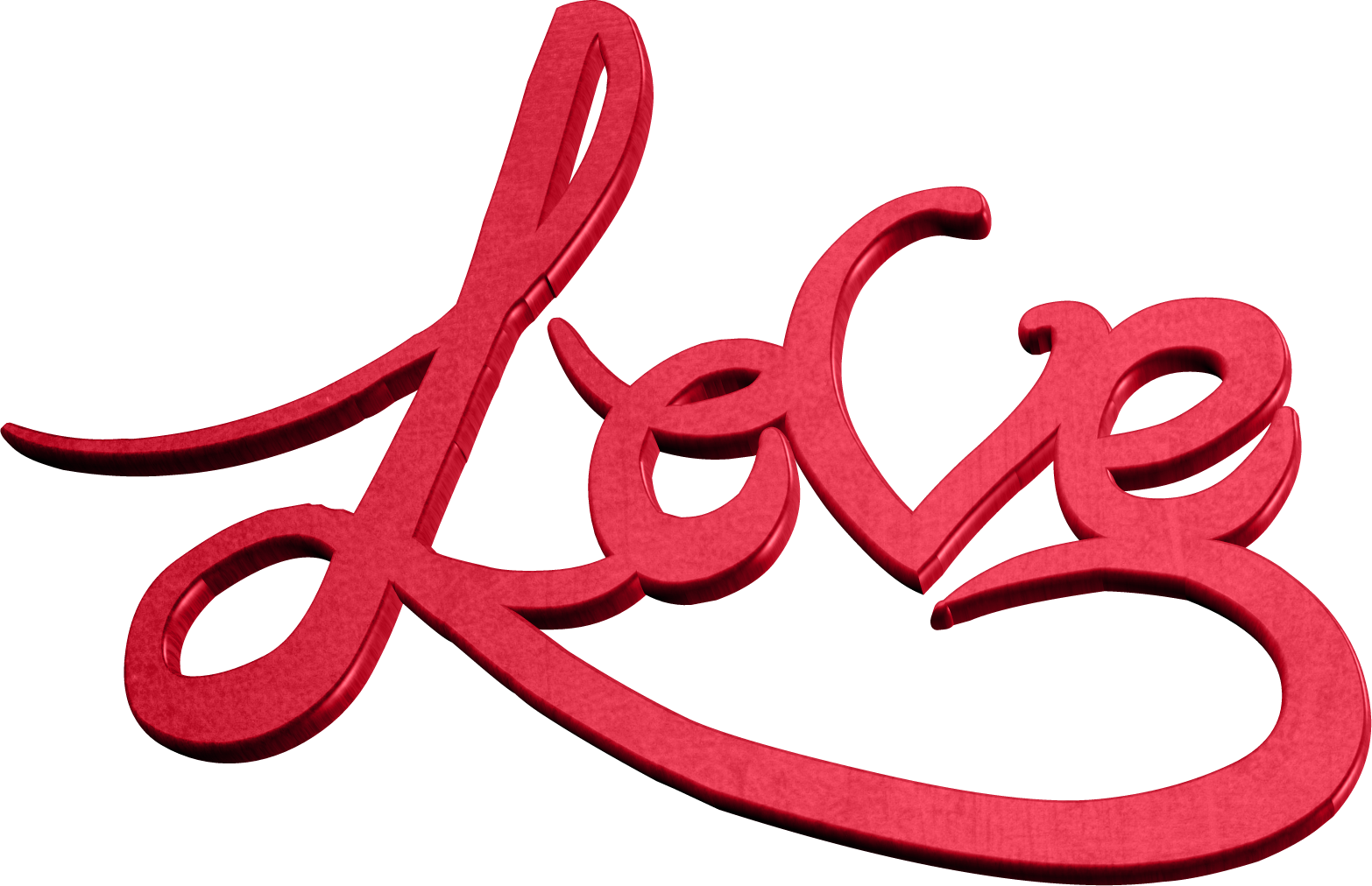 Red Cursive Love Text PNG Image