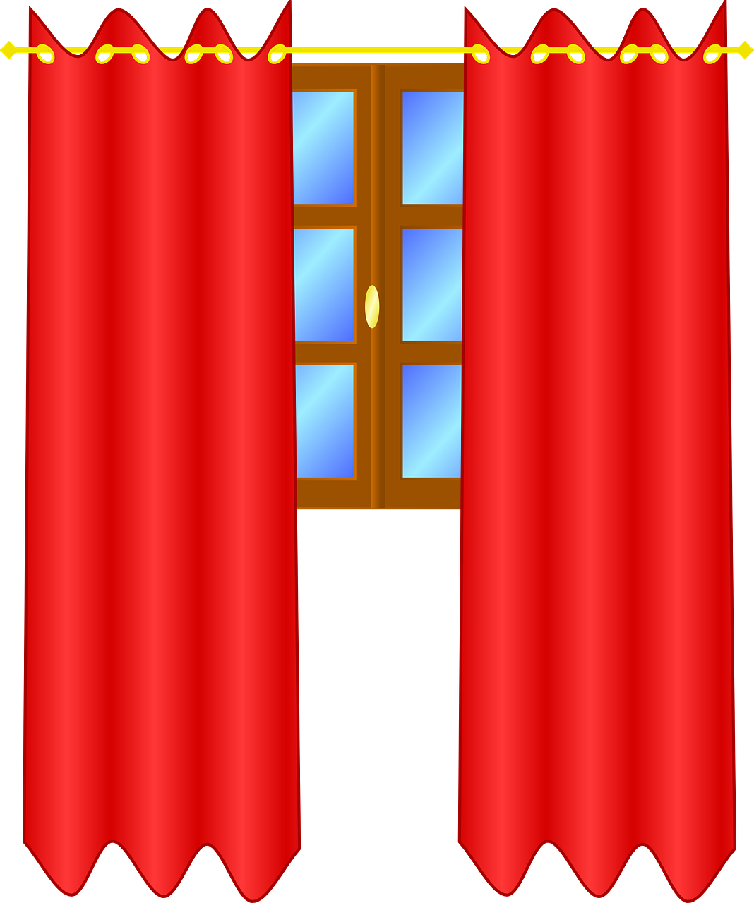 Red Curtains Window Scene PNG Image