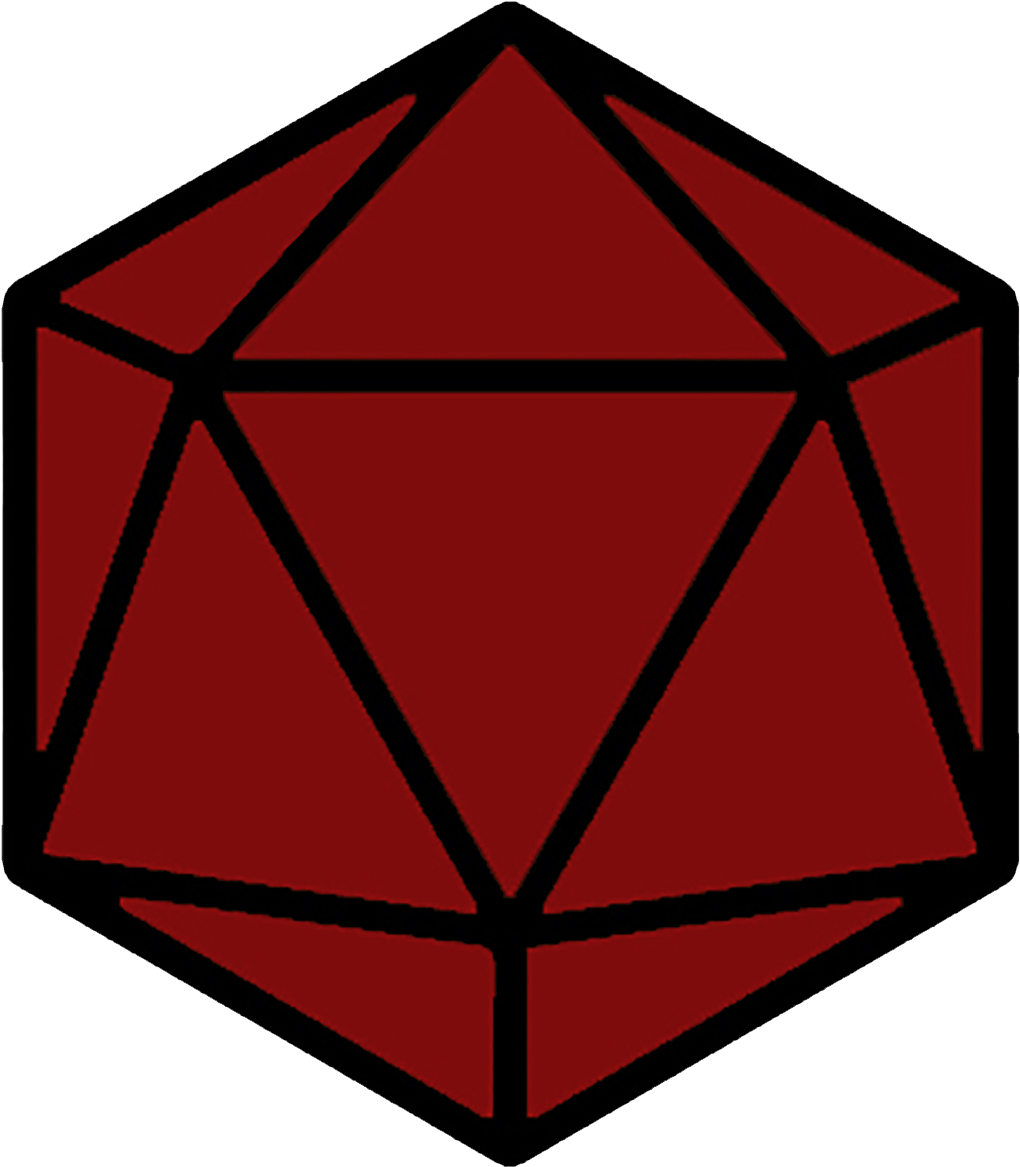 Red D20 Icosahedron Dice PNG Image