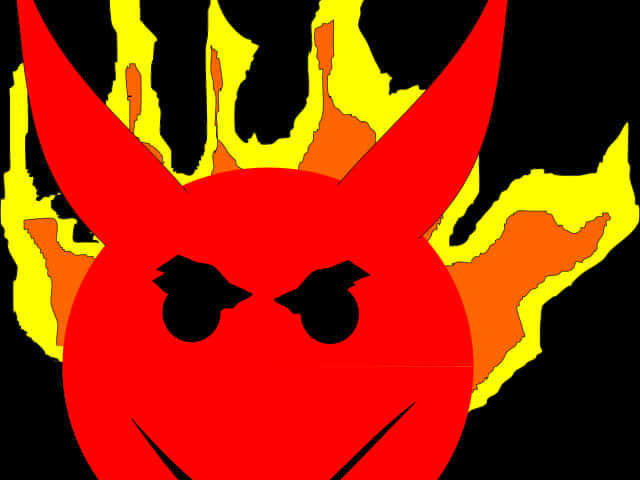 Red Devil Emoji Flames PNG Image