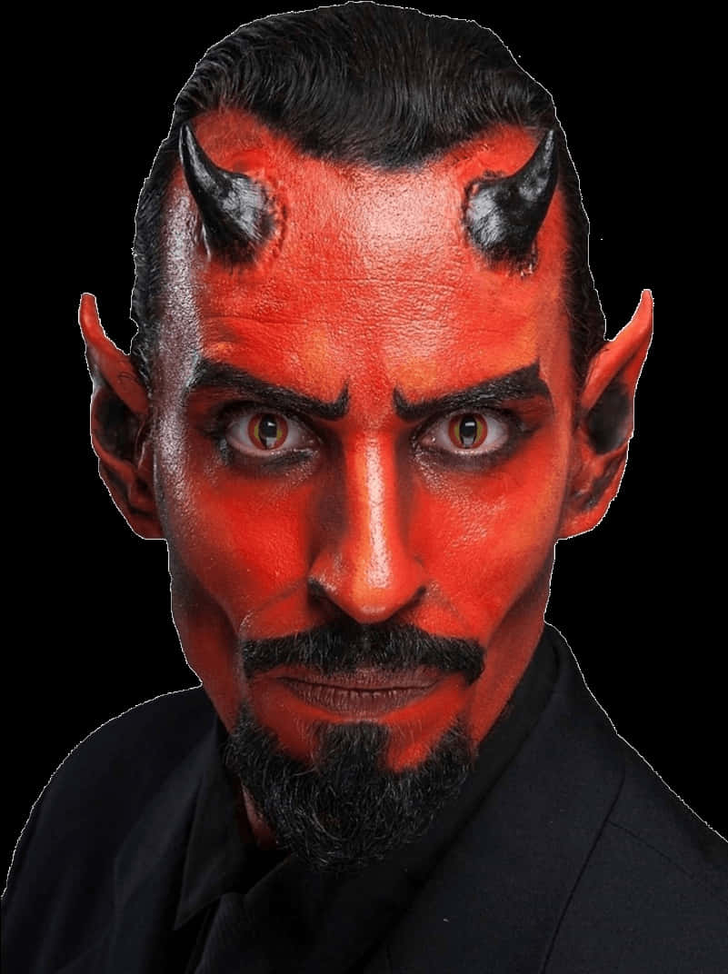 Red Devil Makeup Man Portrait PNG Image