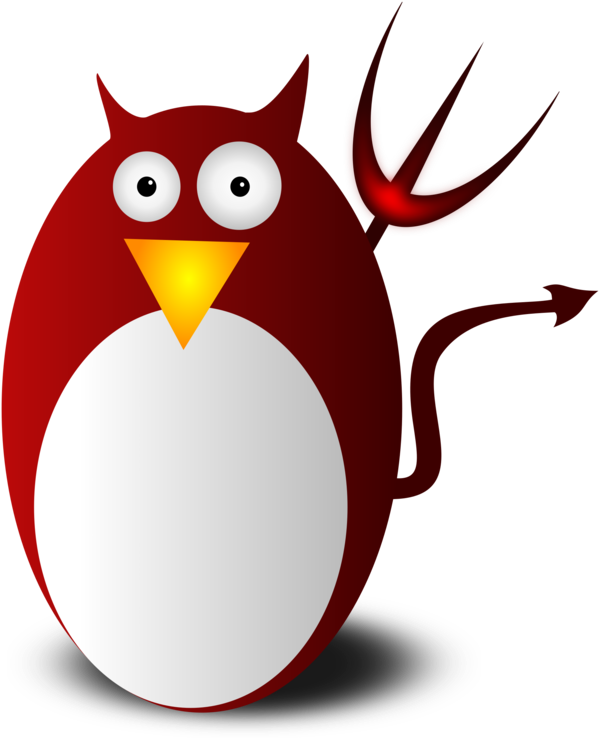 Red Devil Penguin Cartoon PNG Image