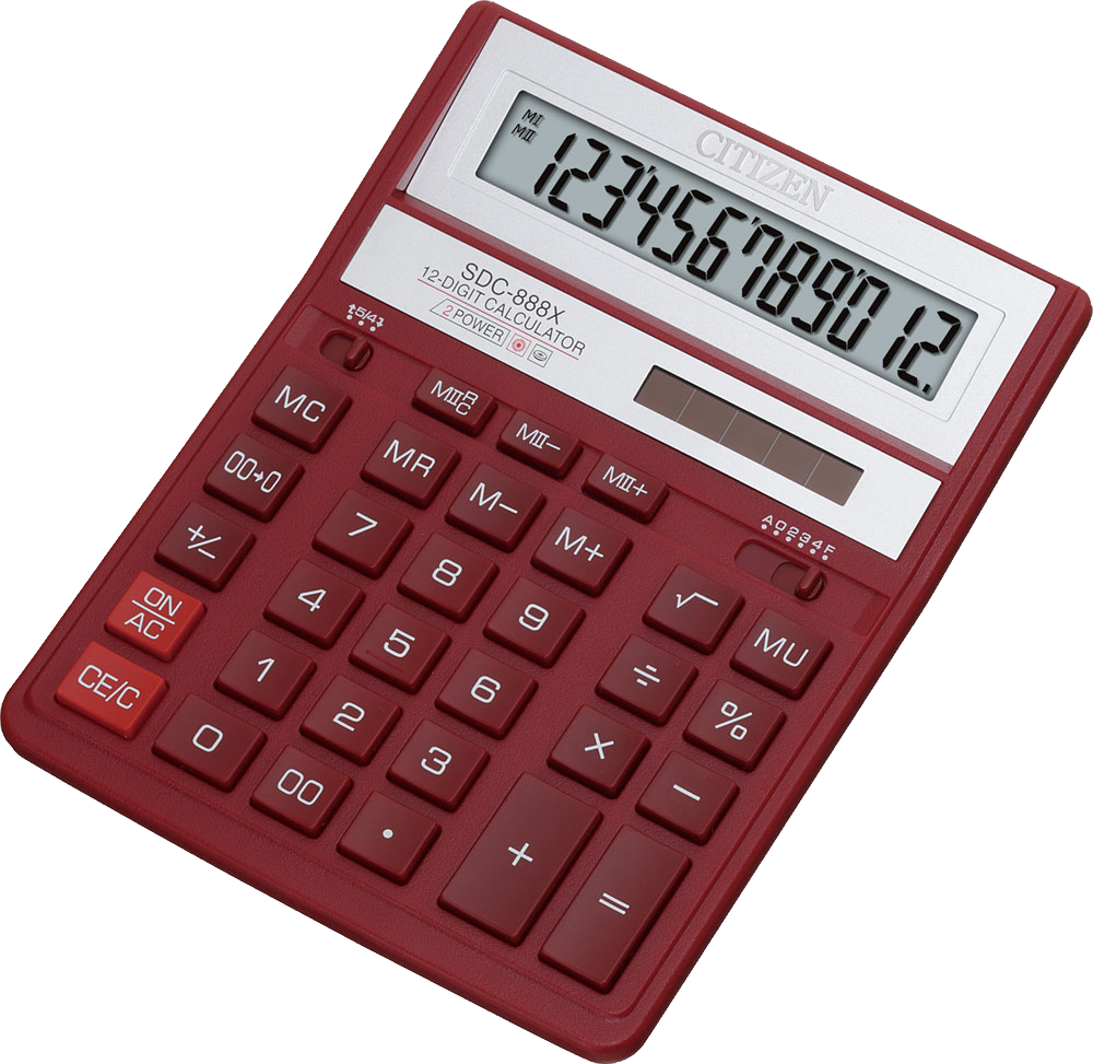 Red Digital Calculator PNG Image