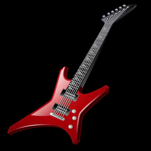 Red Electric Guitar Black Background PNG Image