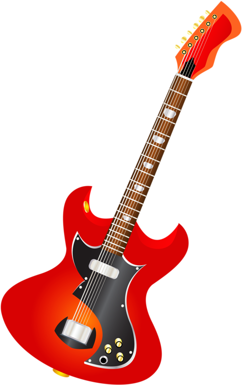 Red Electric Guitar Illustration PNG Image