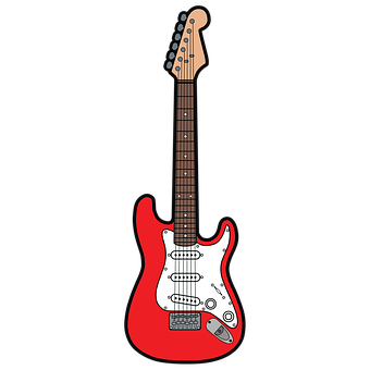 Red Electric Guitar Illustration PNG Image