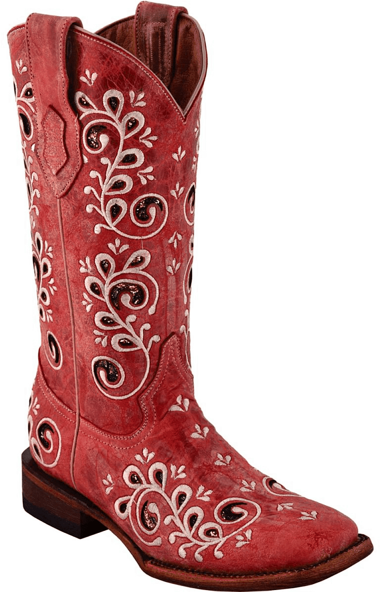 Red Embroidered Cowboy Boot PNG Image