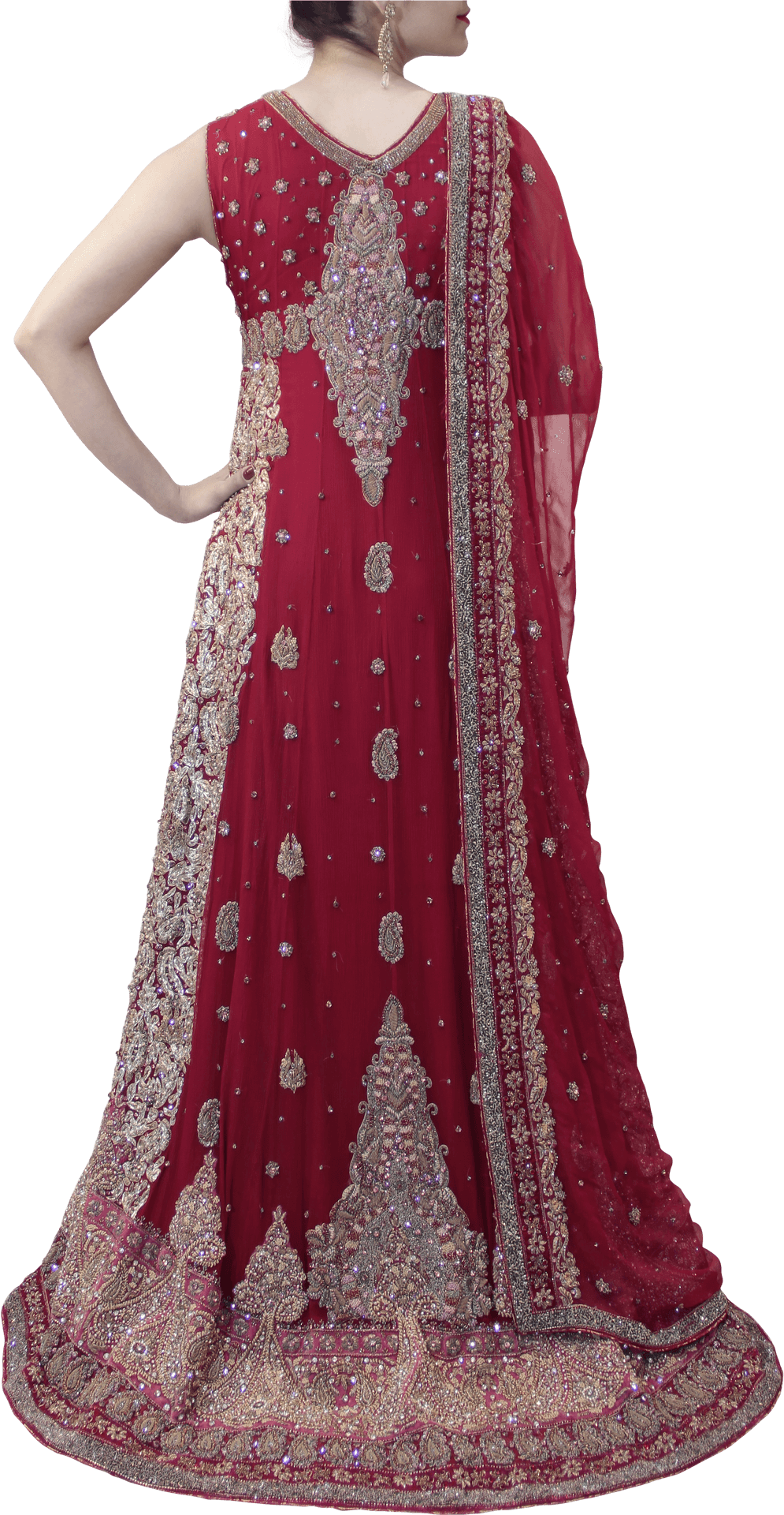 Red Embroidered Lehenga Choli PNG Image