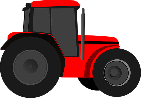 Red Farm Tractor Vector Illustration PNG Image