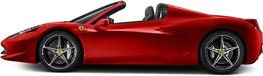 Red Ferrari Convertible Side View PNG Image