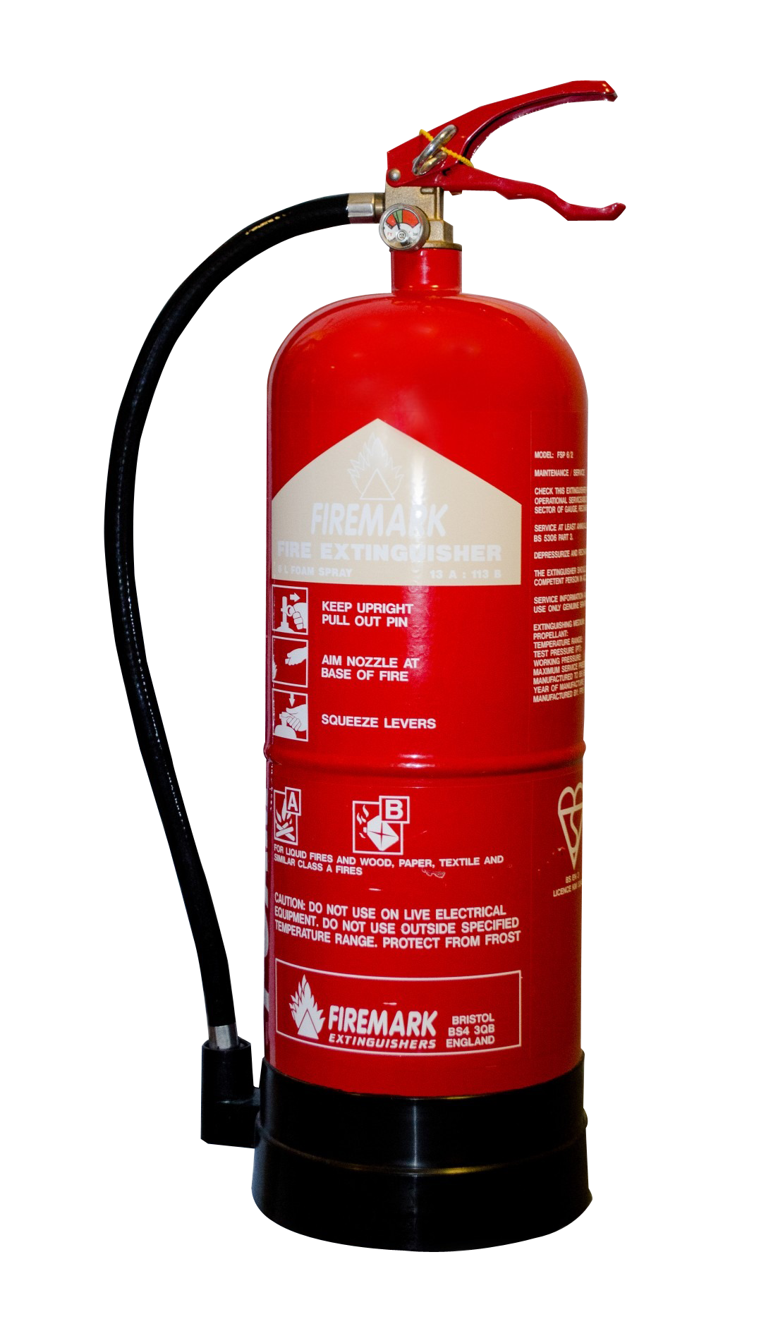 Red Fire Extinguisher Standing PNG Image