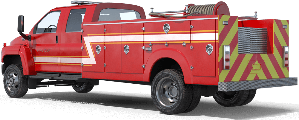 Red Fire Rescue Truck Side View PNG Image