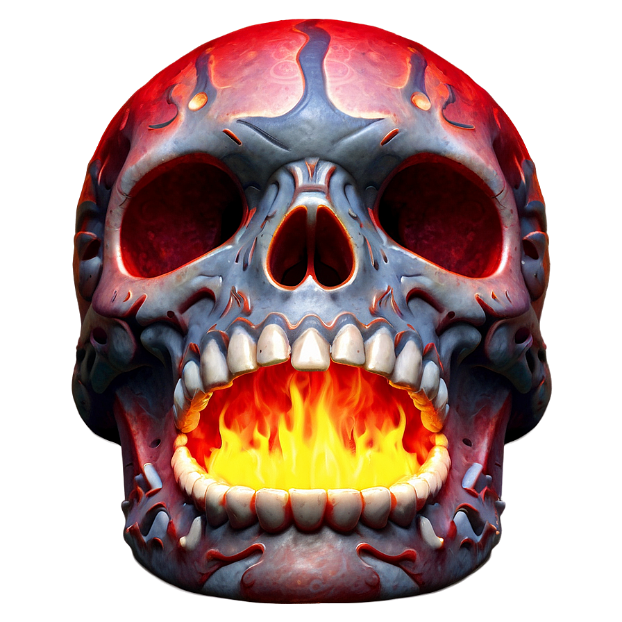 Red Fire Skull Image Png Tht PNG Image