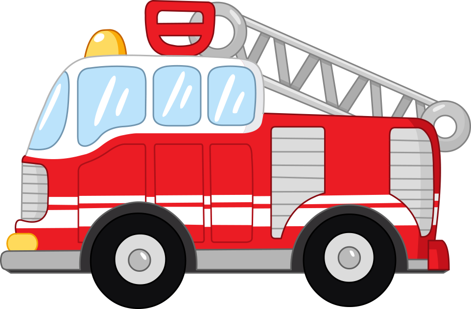 Red Fire Truck Cartoon Illustration PNG Image